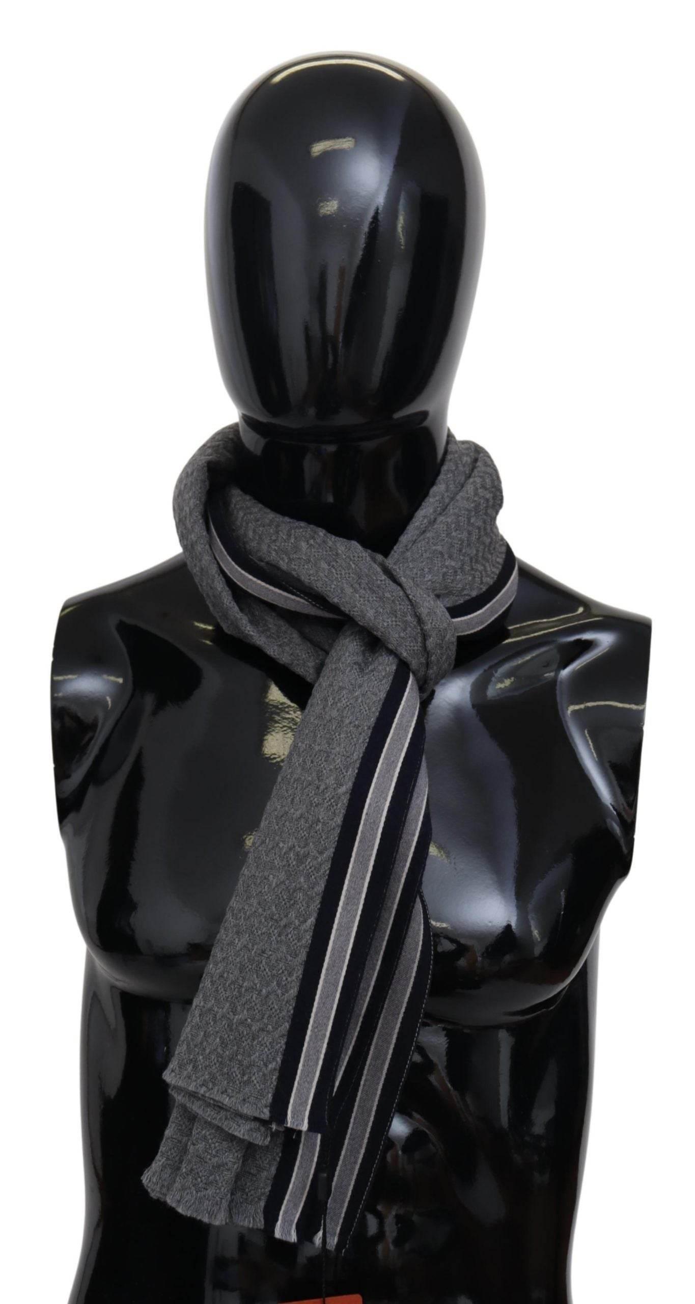 Missoni Gray Stripes Pattern 100% Wool Unisex Neck Wrap Scarf - Hilstor