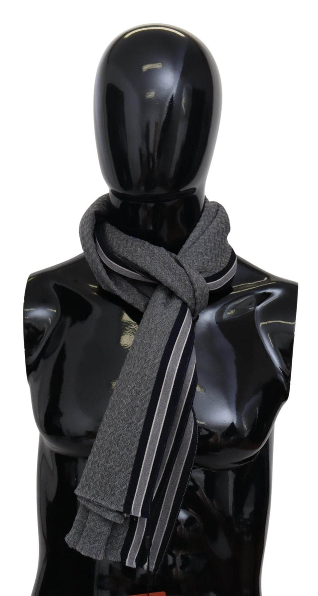 Missoni Gray Stripes Pattern 100% Wool Unisex Neck Wrap Scarf - Hilstor