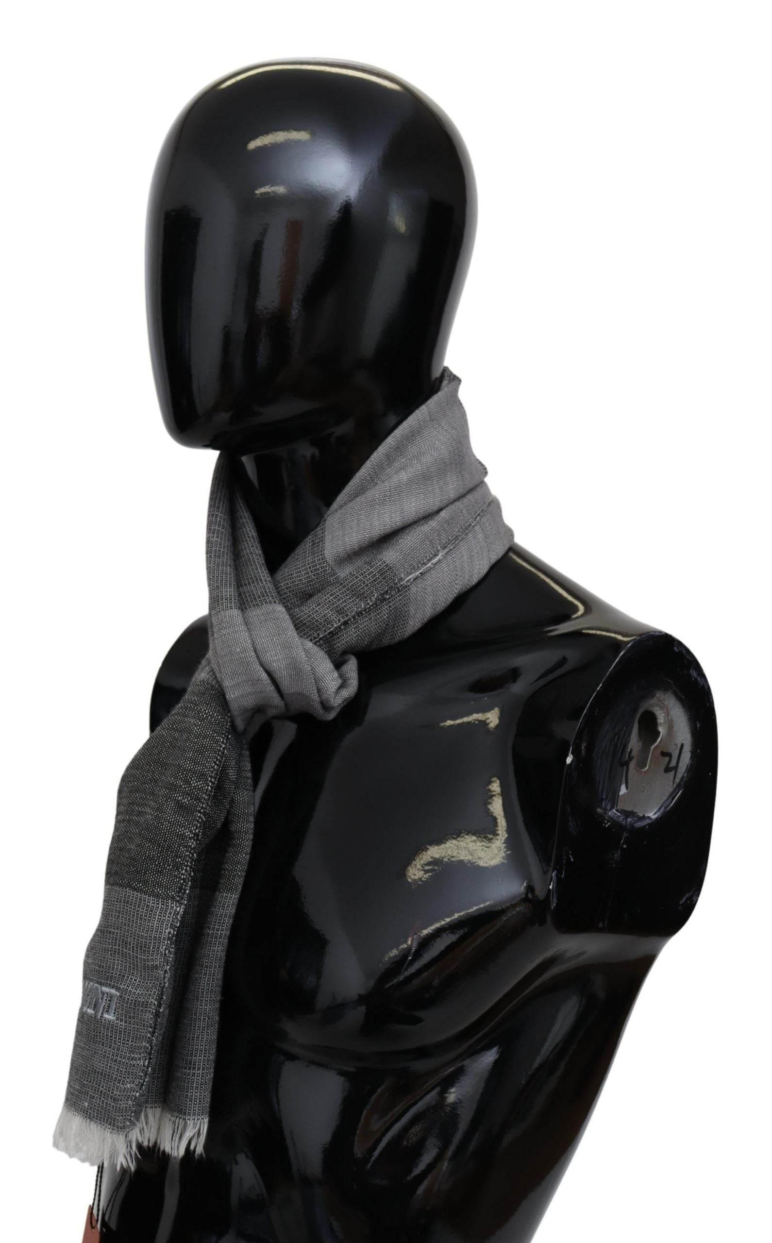 Missoni Gray Striped Wool Unisex Neck Wrap Fringes Scarf - Hilstor