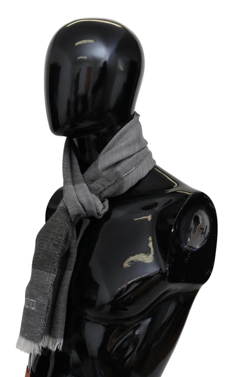 Missoni Gray Striped Wool Unisex Neck Wrap Fringes Scarf - Hilstor