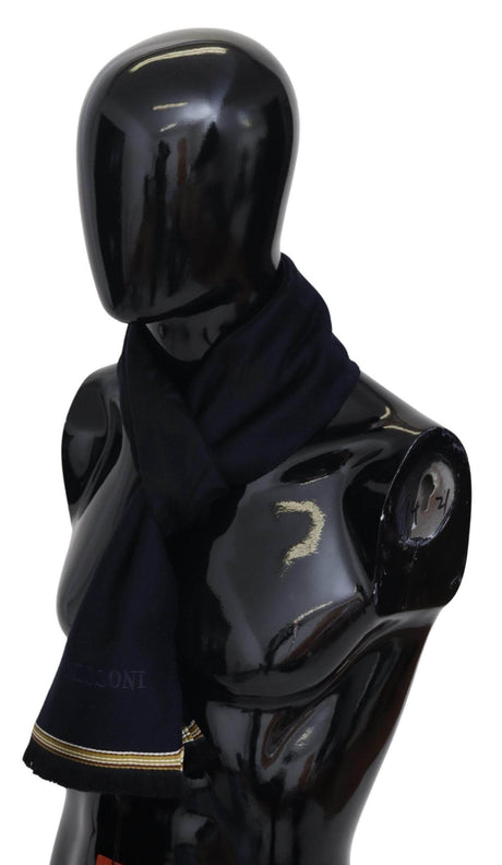 Missoni Black 100% Wool Unisex Neck Wrap Fringes Scarf - Hilstor