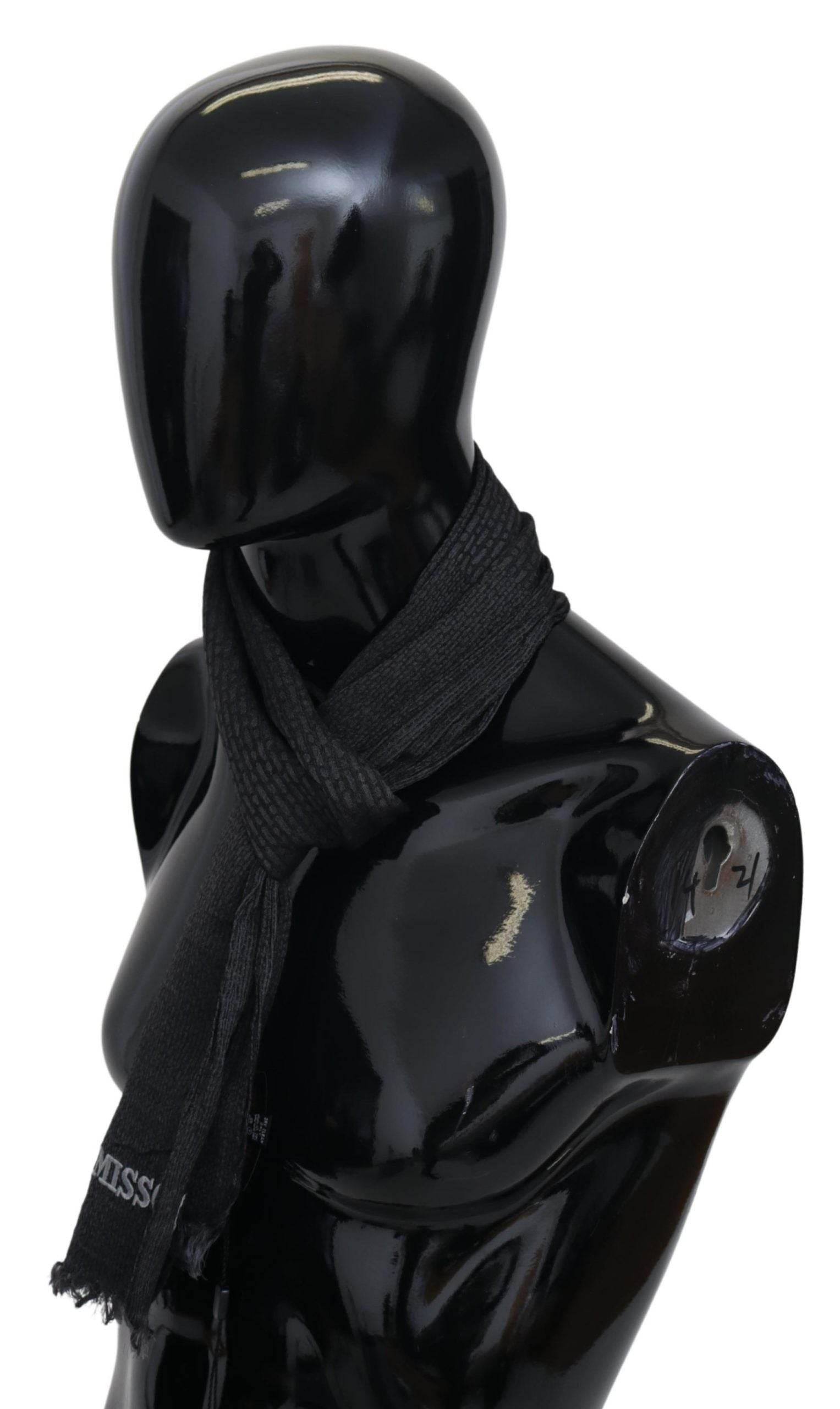 Missoni Black Wool Knit Unisex Neck Wrap Scarf - Hilstor