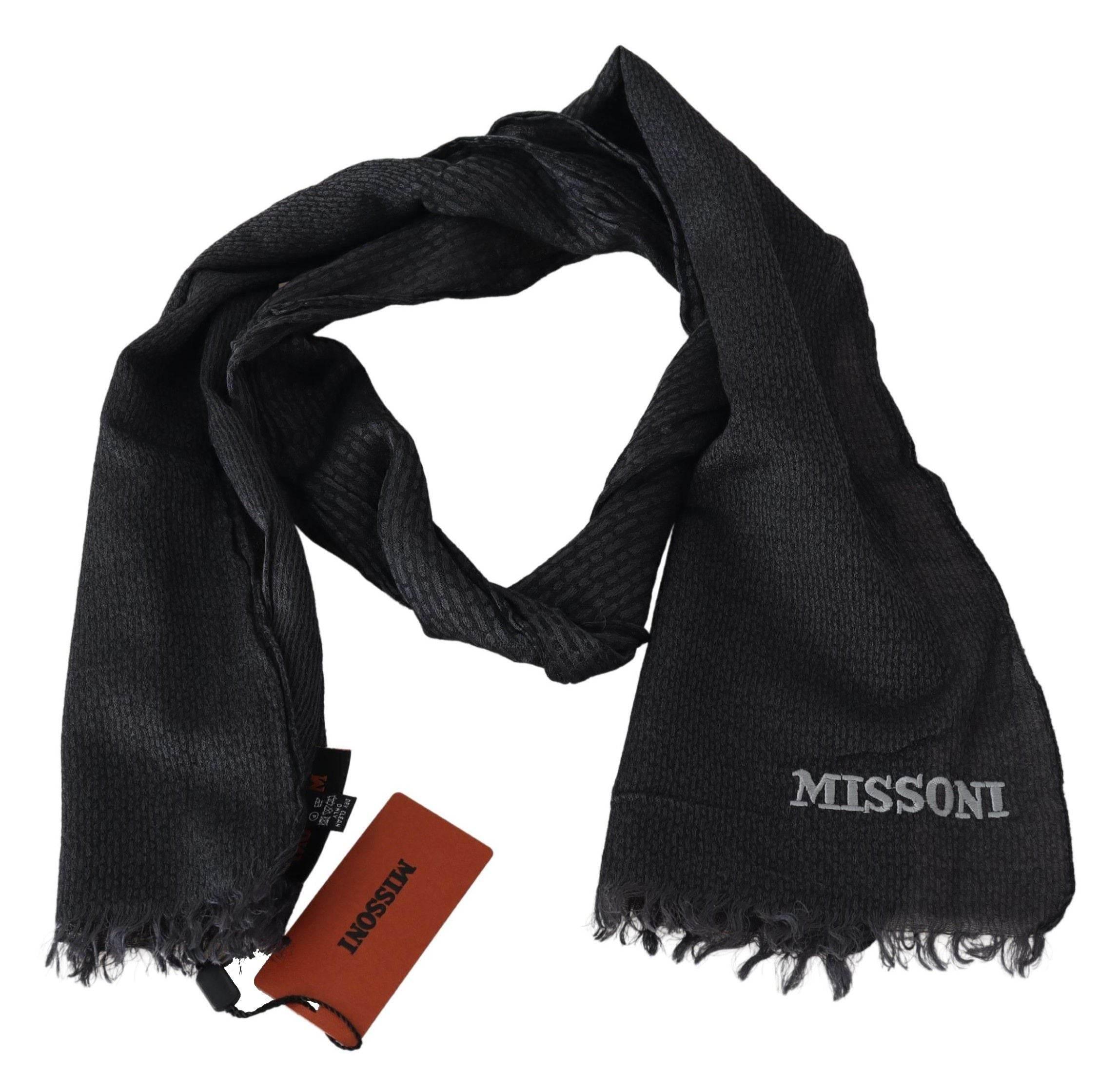 Missoni Black Wool Knit Unisex Neck Wrap Scarf - Hilstor