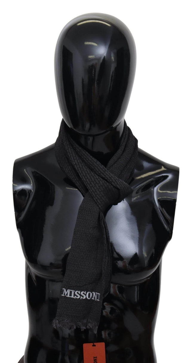 Missoni Black Wool Knit Unisex Neck Wrap Scarf - Hilstor