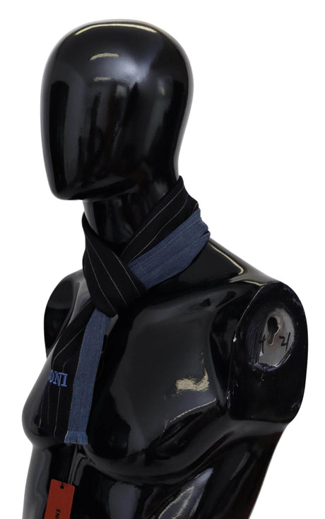 Missoni Black Blue Striped Wool Unisex Wrap scarf - Hilstor