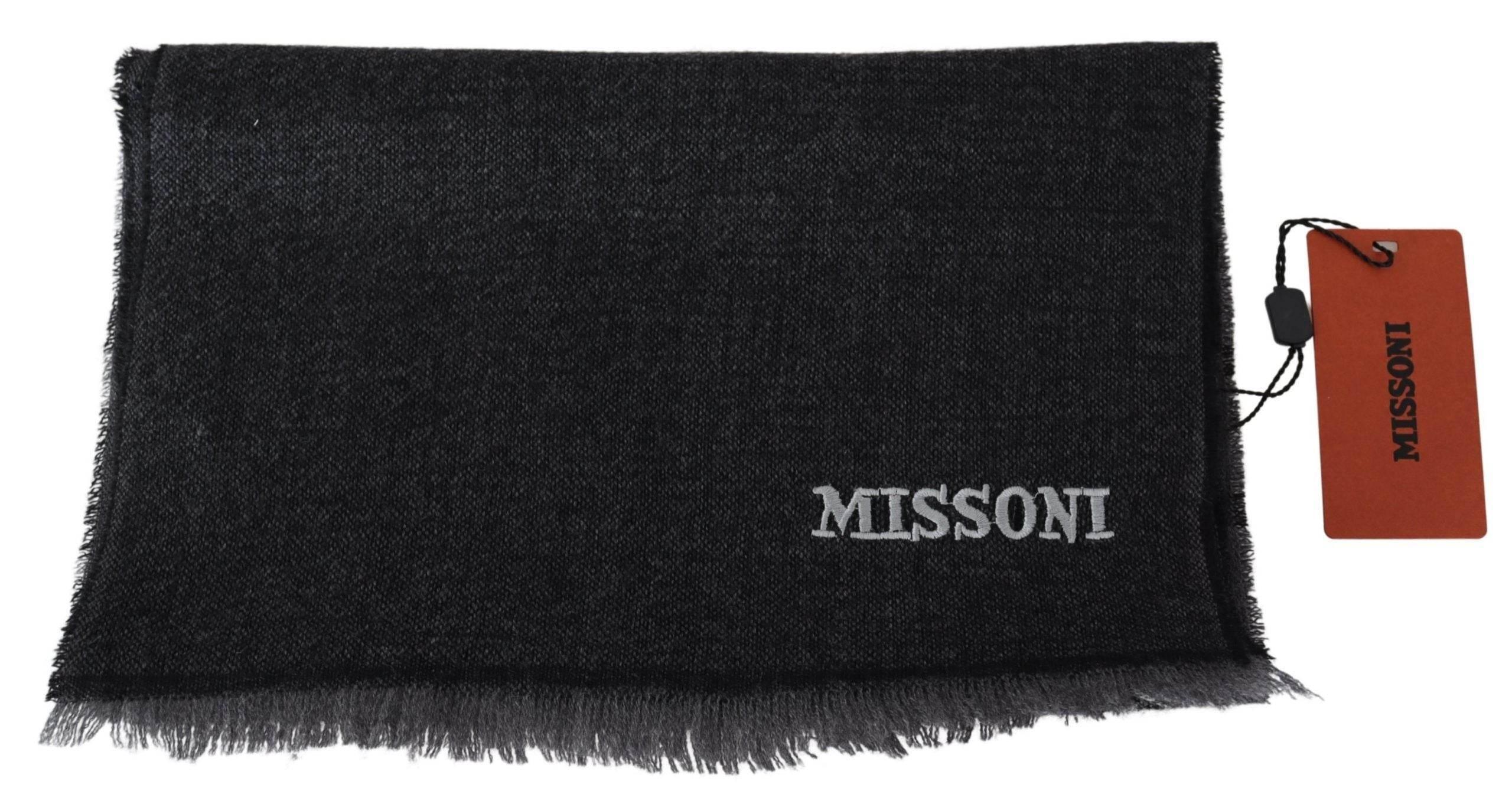 Missoni Black Striped Wool Unisex Neck Wrap Scarf - Hilstor