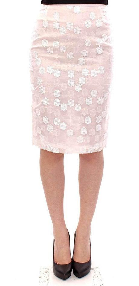 Koonhor Elegant Sequined Pencil Skirt - Pristine White - Hilstor