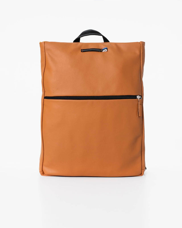 Barbara Leather Backpack – Calvados, Handmade & Eco-Friendly, Made in Europe | Laptop Compartment & Unique Design - Hilstor