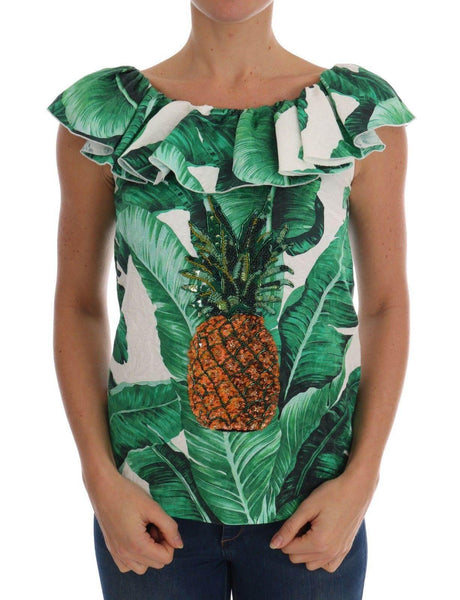 Dolce & Gabbana Elegant Sequined Pineapple Blouse - Hilstor