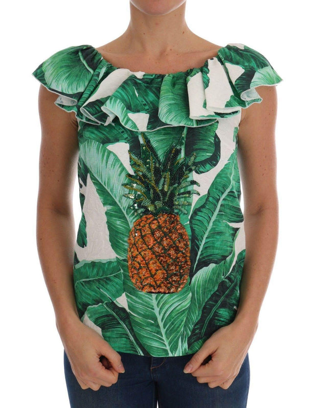 Dolce & Gabbana Elegant Sequined Pineapple Blouse - Hilstor