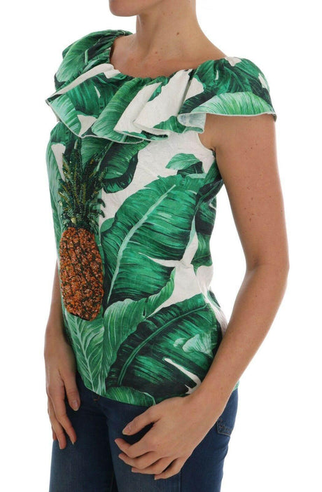 Dolce & Gabbana Elegant Sequined Pineapple Blouse - Hilstor
