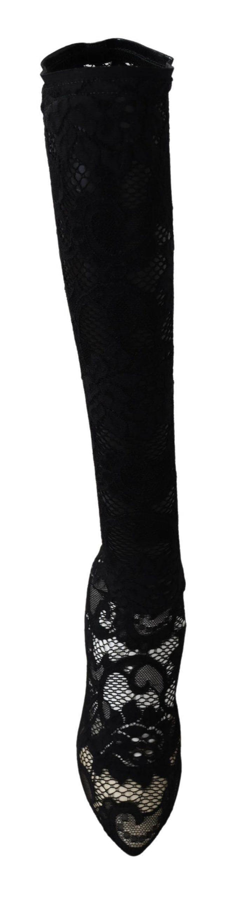 Dolce & Gabbana Elegant Black Stretch Sock Pumps - Hilstor
