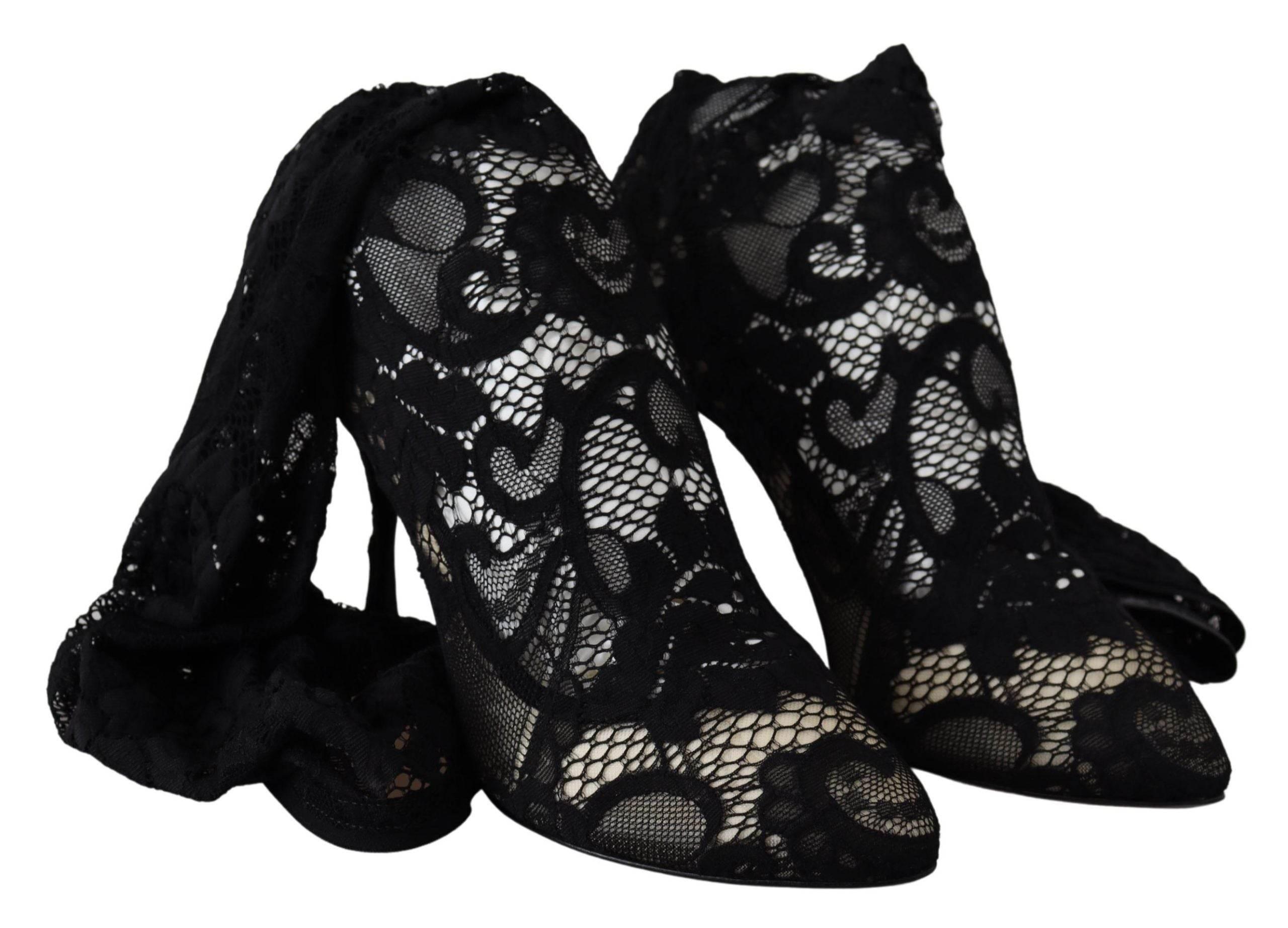 Dolce & Gabbana Elegant Black Stretch Sock Pumps - Hilstor