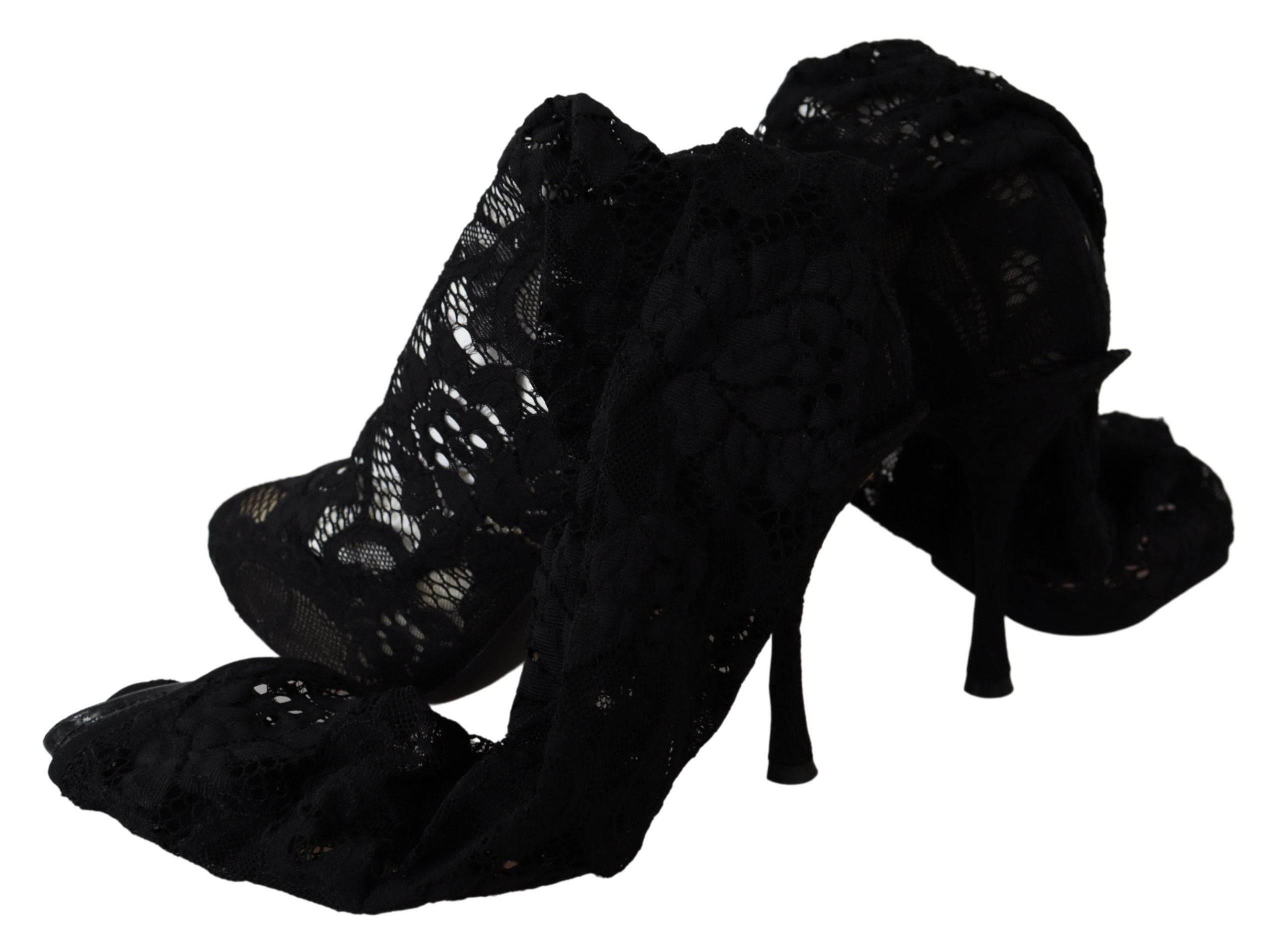 Dolce & Gabbana Elegant Black Stretch Sock Pumps - Hilstor