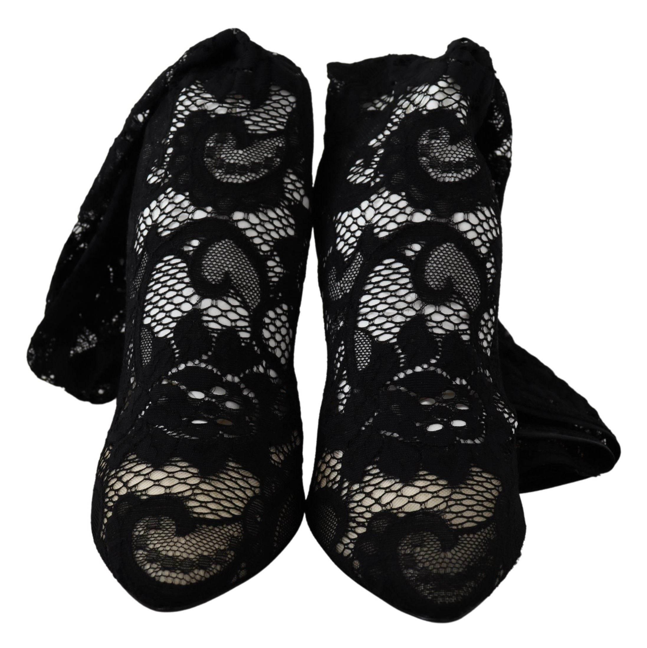 Dolce & Gabbana Elegant Black Stretch Sock Pumps - Hilstor
