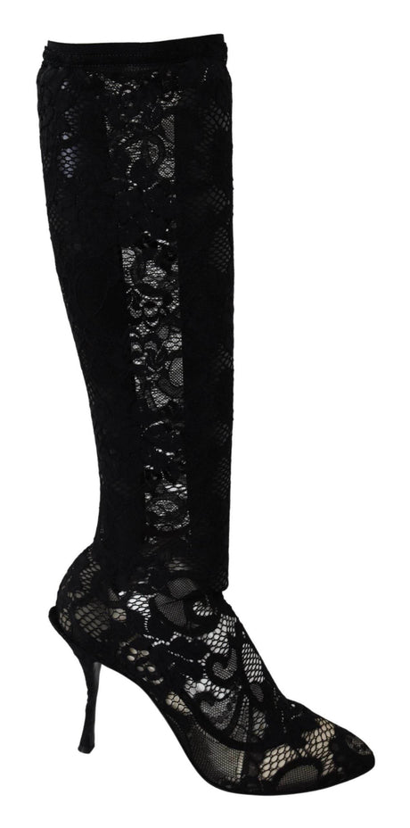 Dolce & Gabbana Elegant Black Stretch Sock Pumps - Hilstor