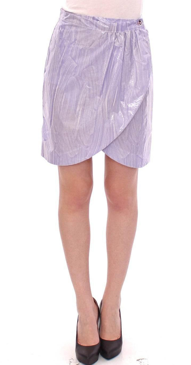 Licia Florio Elegant Purple Viscose Skirt - Wrap Closure - Hilstor