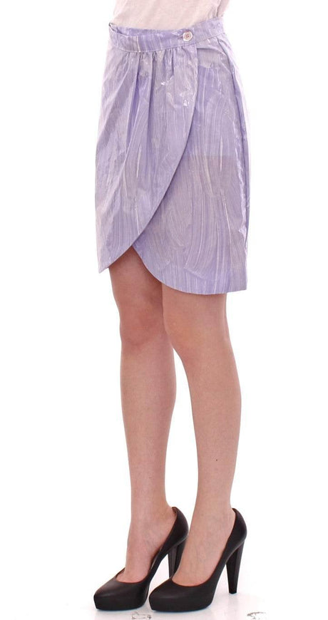 Licia Florio Elegant Purple Viscose Skirt - Wrap Closure - Hilstor