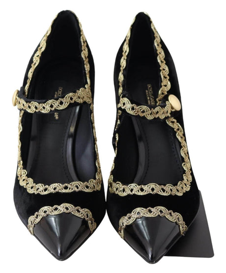 Dolce & Gabbana Elegant Velvet Patent Embroidered Pumps - Hilstor