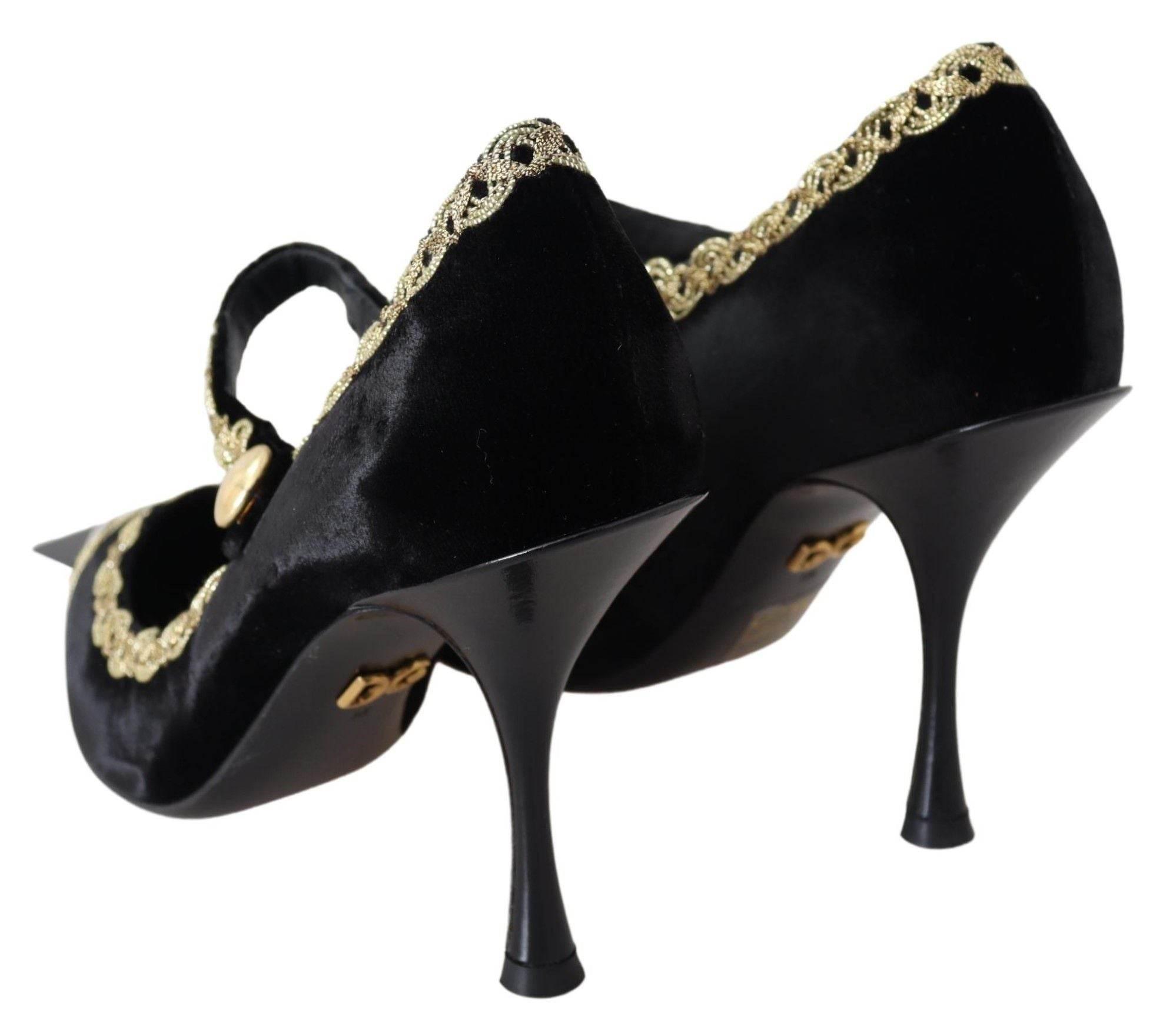 Dolce & Gabbana Elegant Velvet Patent Embroidered Pumps - Hilstor