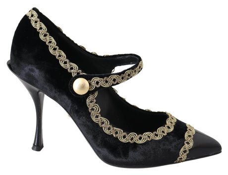 Dolce & Gabbana Elegant Velvet Patent Embroidered Pumps - Hilstor