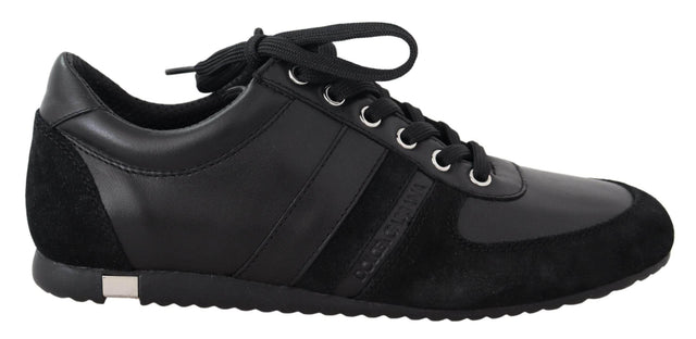 Dolce & Gabbana Black Logo Leather Casual Sneakers Shoes - Hilstor