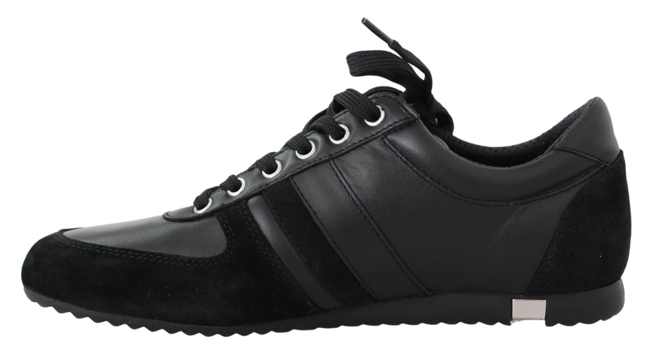 Dolce & Gabbana Black Logo Leather Casual Sneakers Shoes - Hilstor