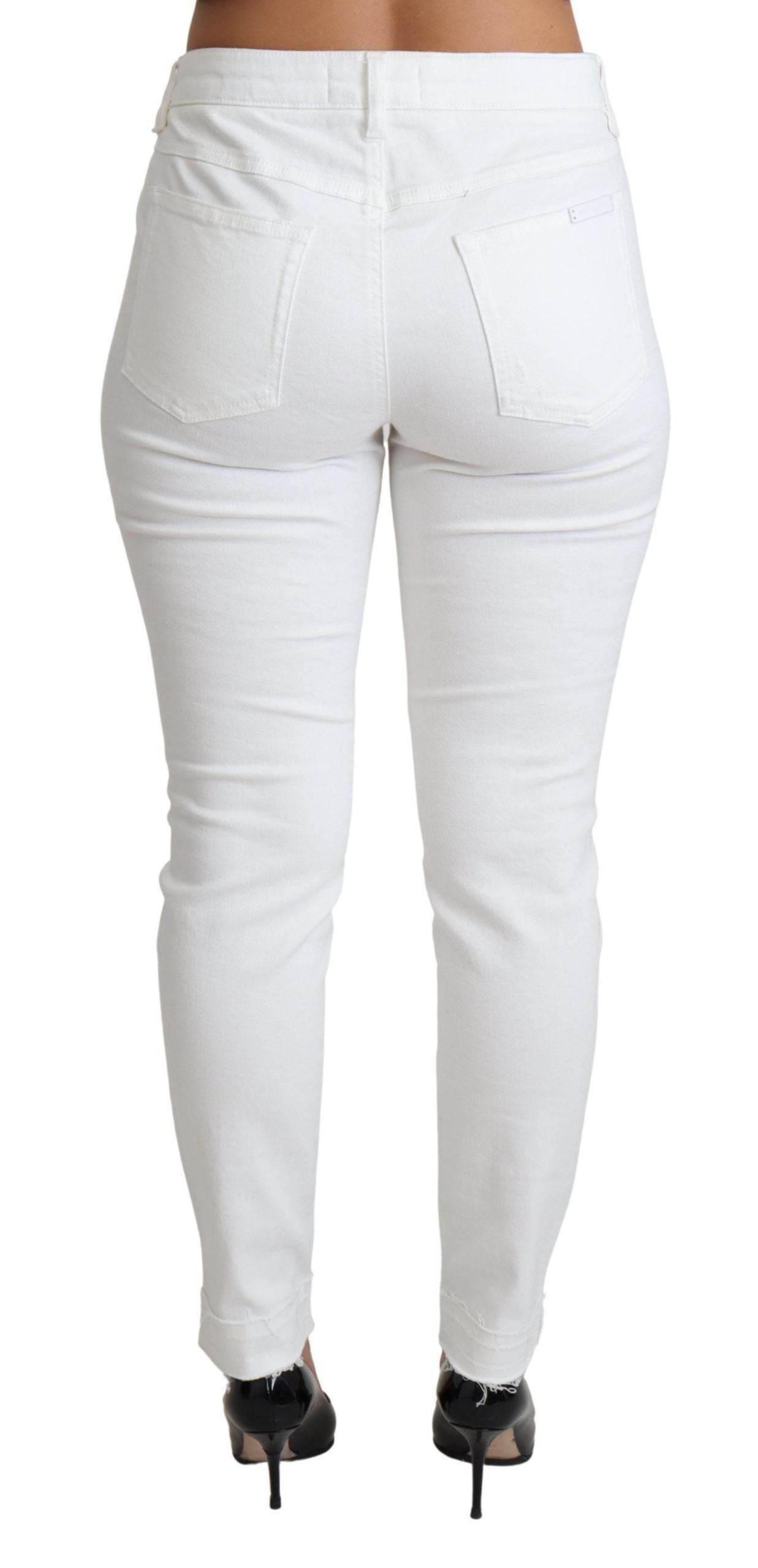 Dolce & Gabbana White Tattered Skinny Denim Cotton Stretch Jeans - Hilstor