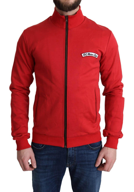 Dolce & Gabbana Chic Red Turtle Neck Zip Cardigan Sweater - Hilstor