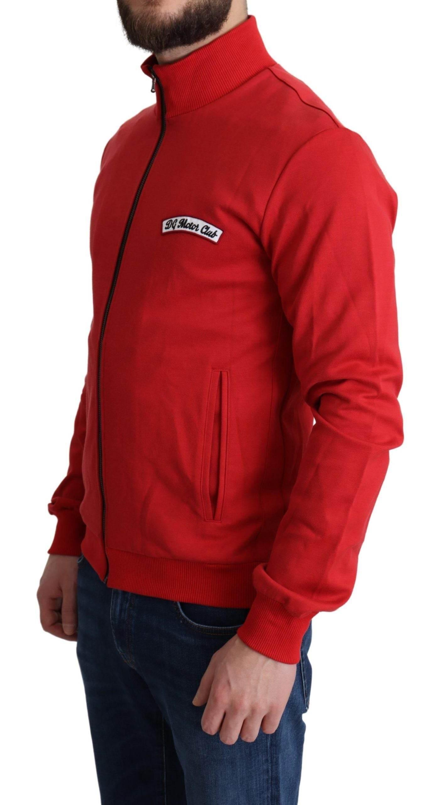 Dolce & Gabbana Chic Red Turtle Neck Zip Cardigan Sweater - Hilstor