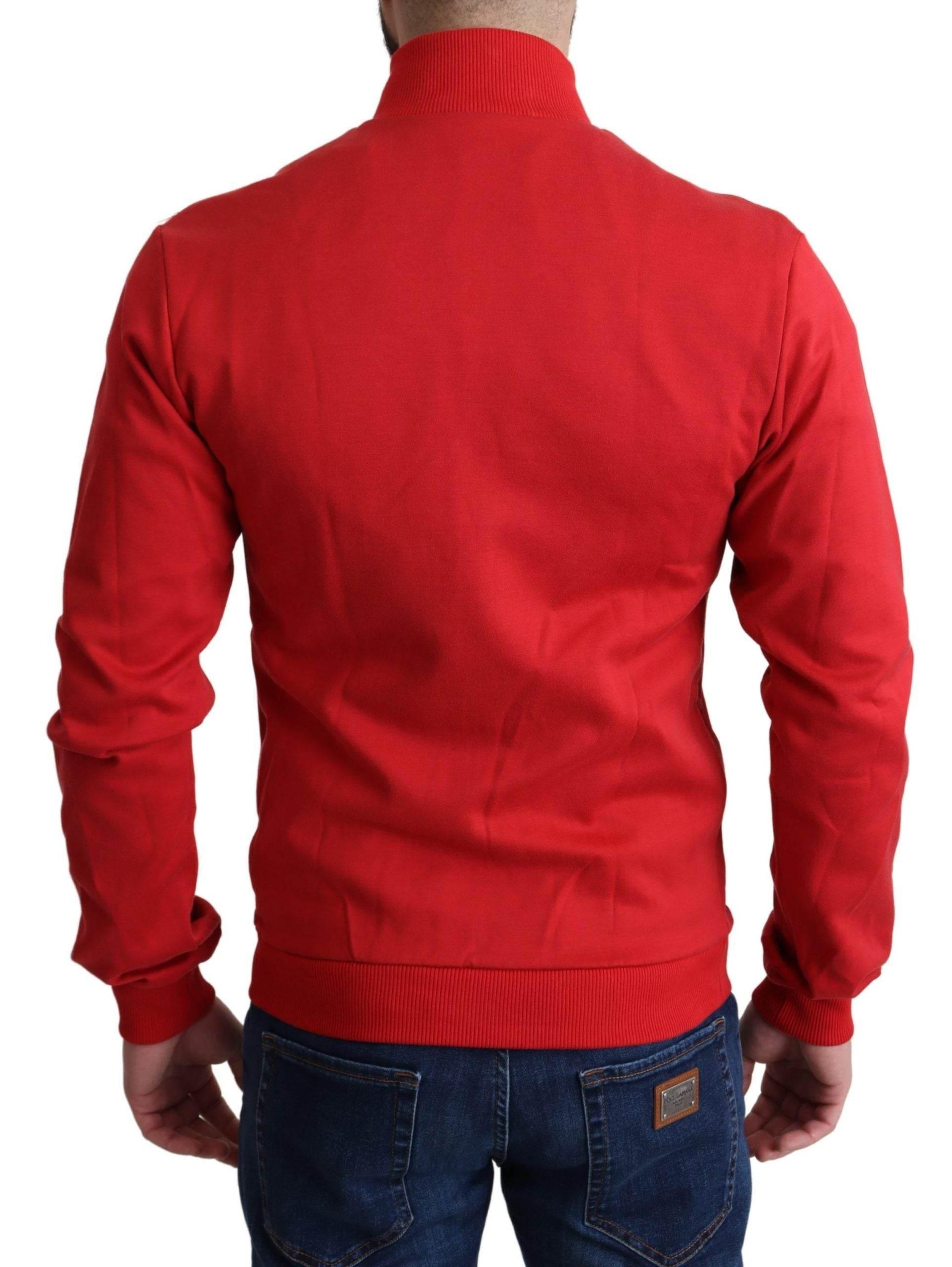 Dolce & Gabbana Chic Red Turtle Neck Zip Cardigan Sweater - Hilstor