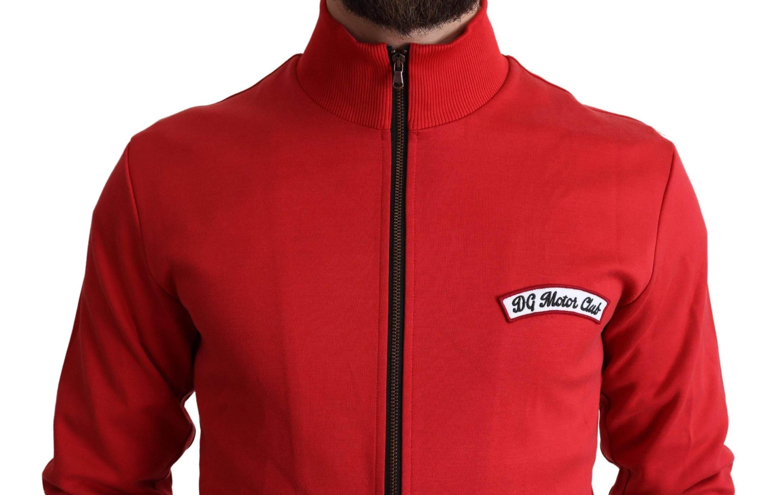 Dolce & Gabbana Chic Red Turtle Neck Zip Cardigan Sweater - Hilstor