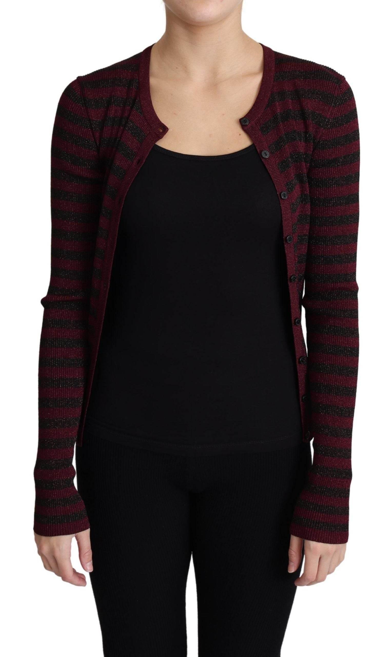 Dolce & Gabbana Black Red Striped Viscose Cardigan Sweater - Hilstor