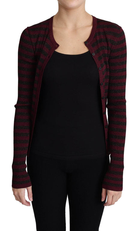 Dolce & Gabbana Black Red Striped Viscose Cardigan Sweater - Hilstor