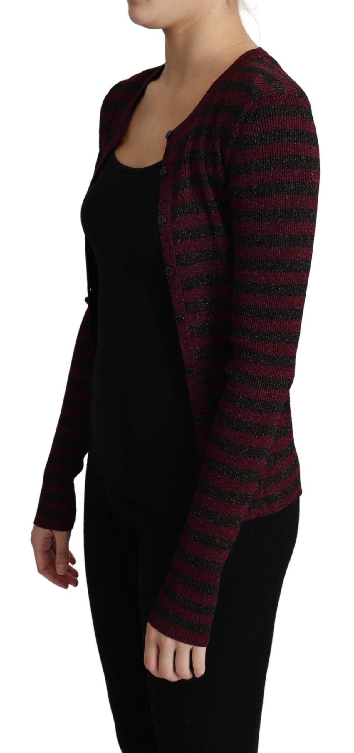 Dolce & Gabbana Black Red Striped Viscose Cardigan Sweater - Hilstor