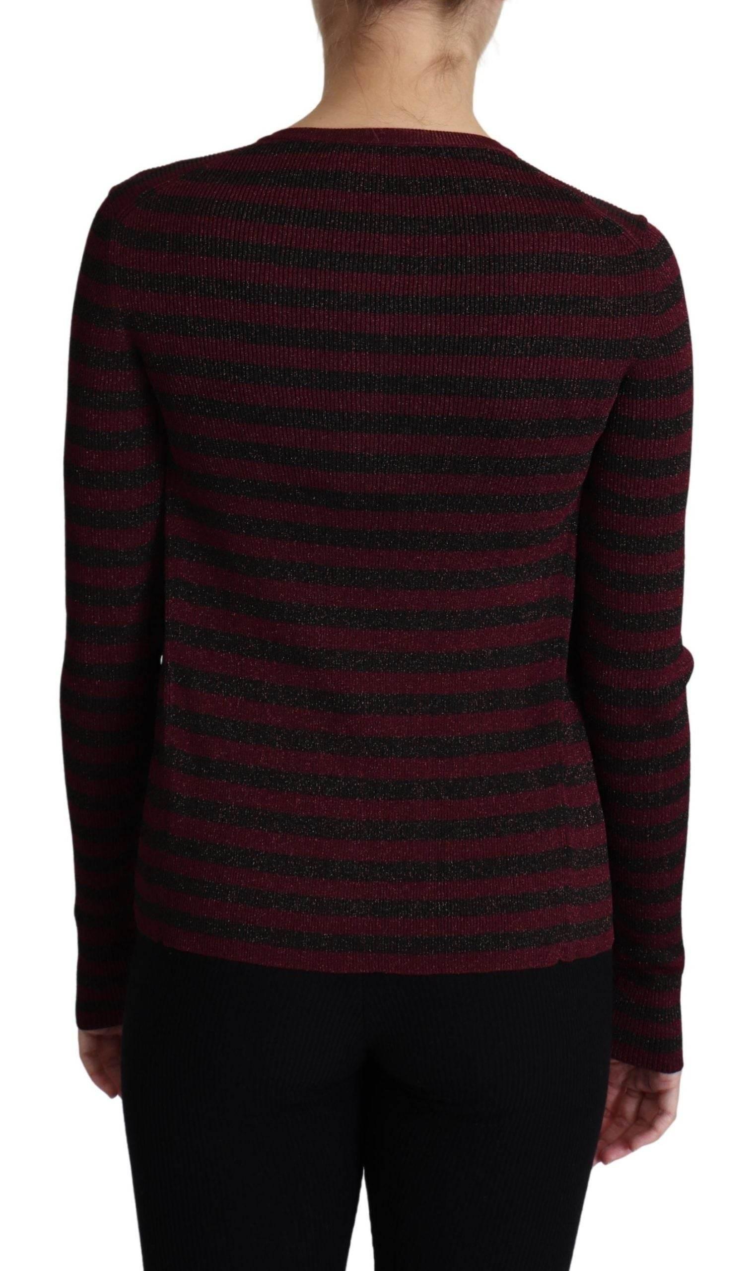 Dolce & Gabbana Black Red Striped Viscose Cardigan Sweater - Hilstor