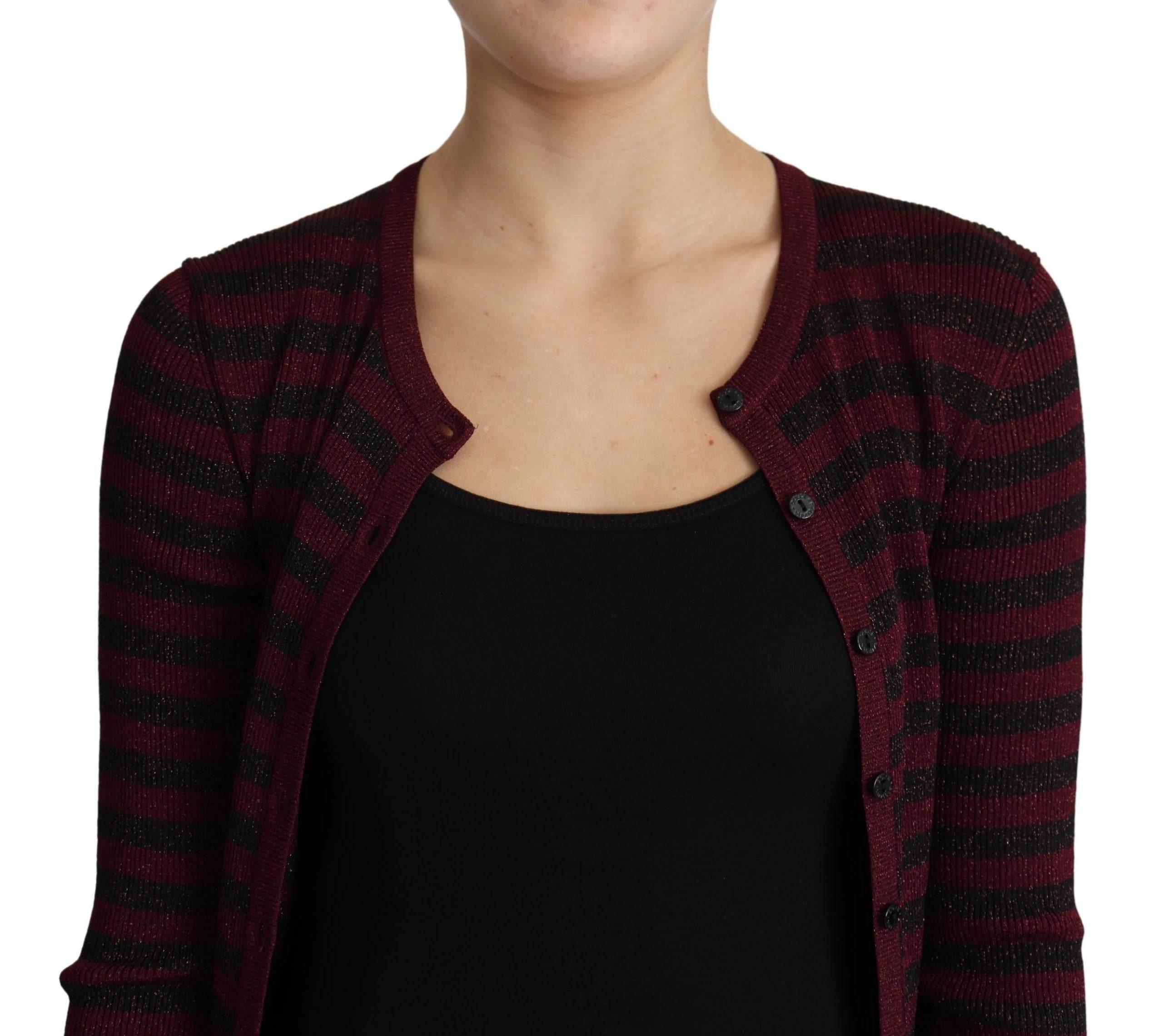 Dolce & Gabbana Black Red Striped Viscose Cardigan Sweater - Hilstor