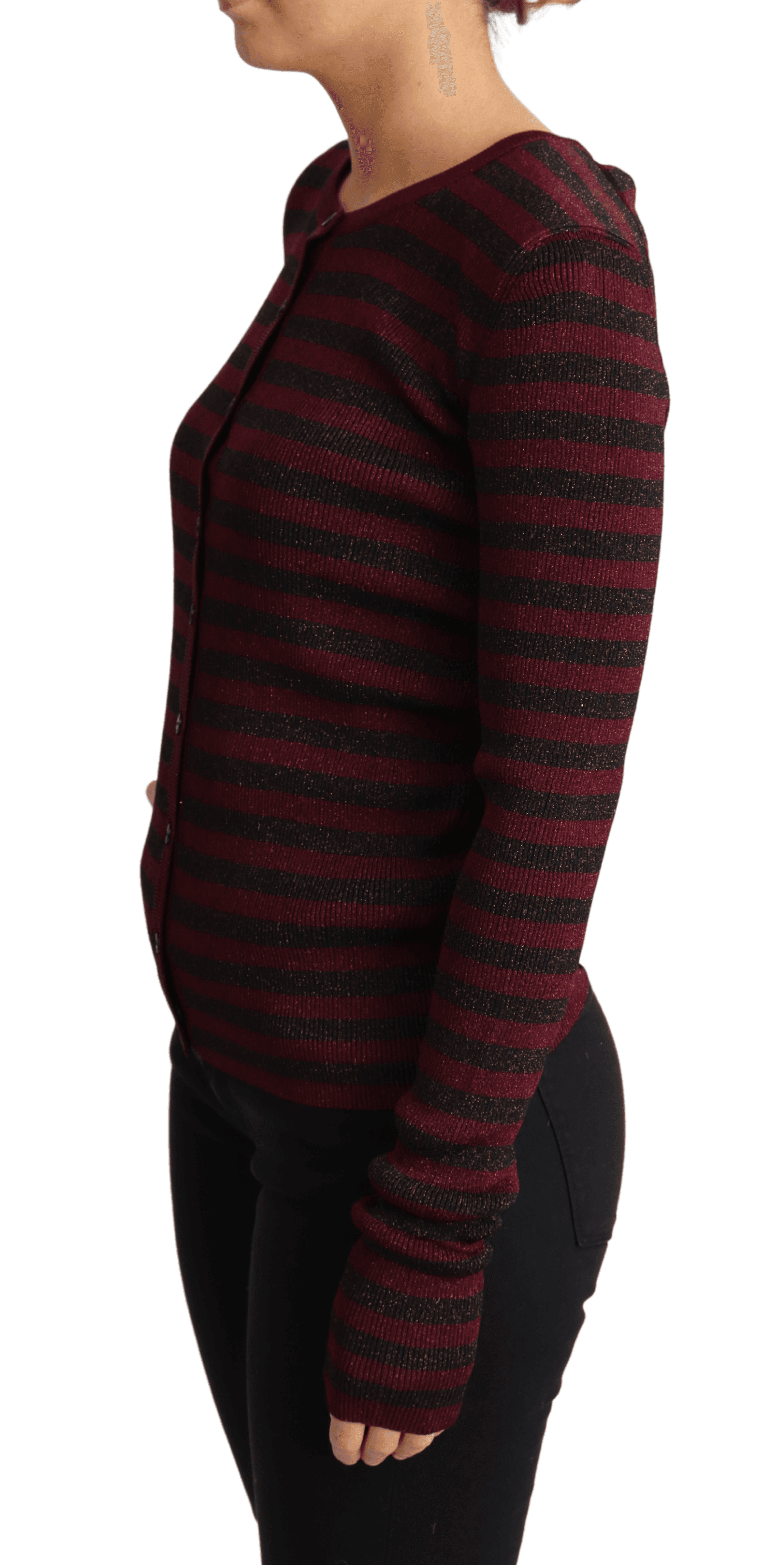 Dolce & Gabbana Black Red Striped Viscose Cardigan Sweater - Hilstor