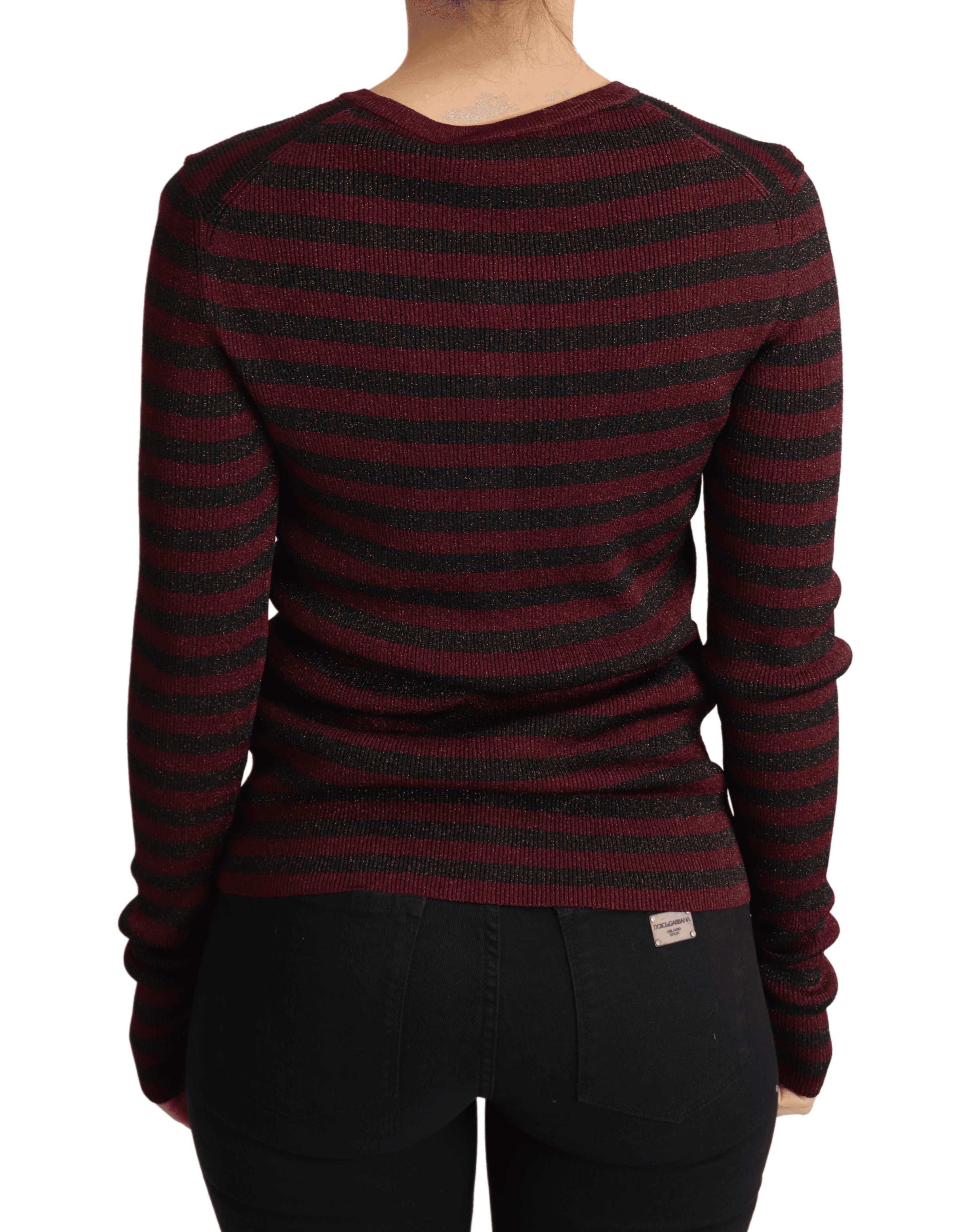 Dolce & Gabbana Black Red Striped Viscose Cardigan Sweater - Hilstor