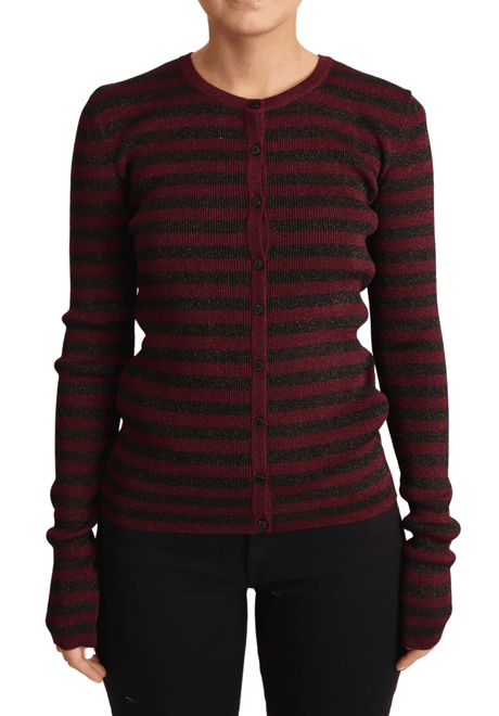 Dolce & Gabbana Black Red Striped Viscose Cardigan Sweater - Hilstor