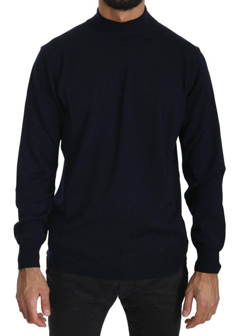 MILA SCHÖN Dark Blue Crewneck Pullover 100% Wool Sweater - Hilstor