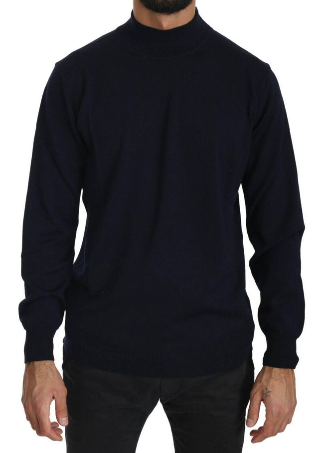 MILA SCHÖN Dark Blue Crewneck Pullover 100% Wool Sweater - Hilstor