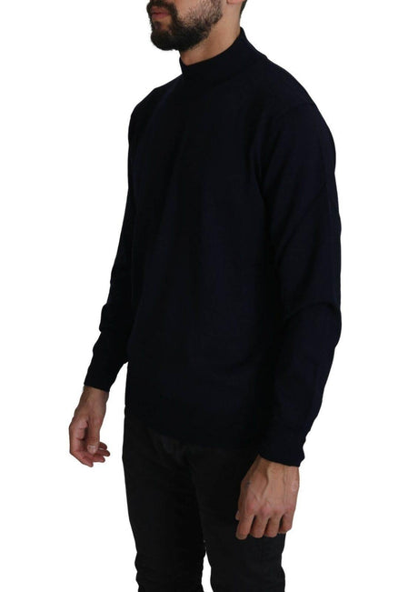 MILA SCHÖN Dark Blue Crewneck Pullover 100% Wool Sweater - Hilstor