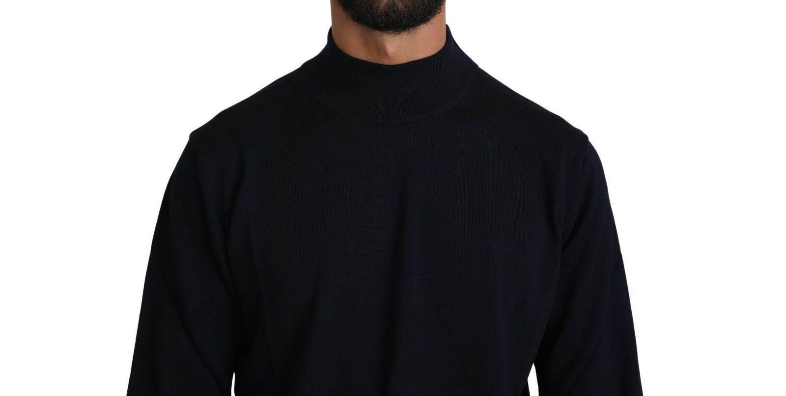 MILA SCHÖN Dark Blue Crewneck Pullover 100% Wool Sweater - Hilstor