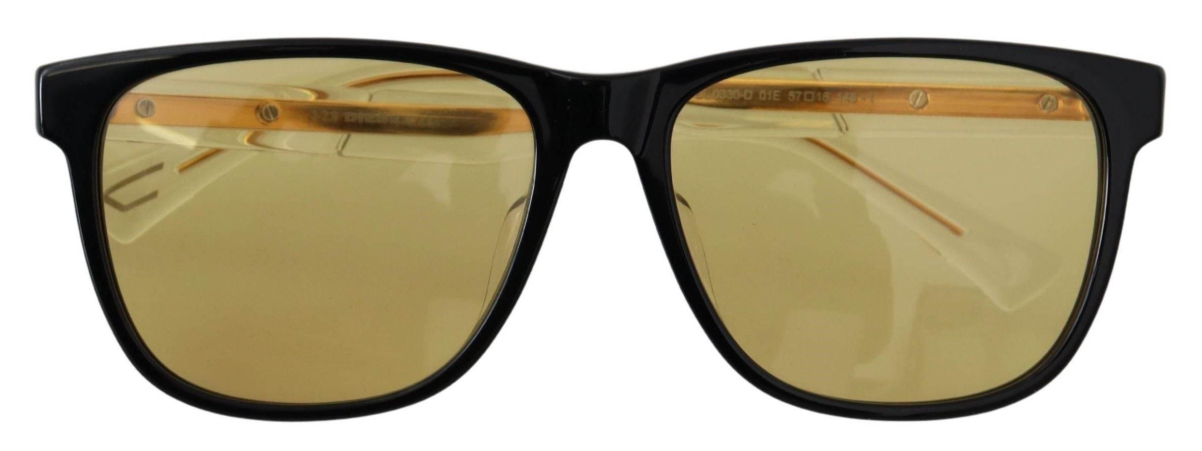 Diesel Chic Black Acetate Sunglasses with Yellow Lenses - Hilstor