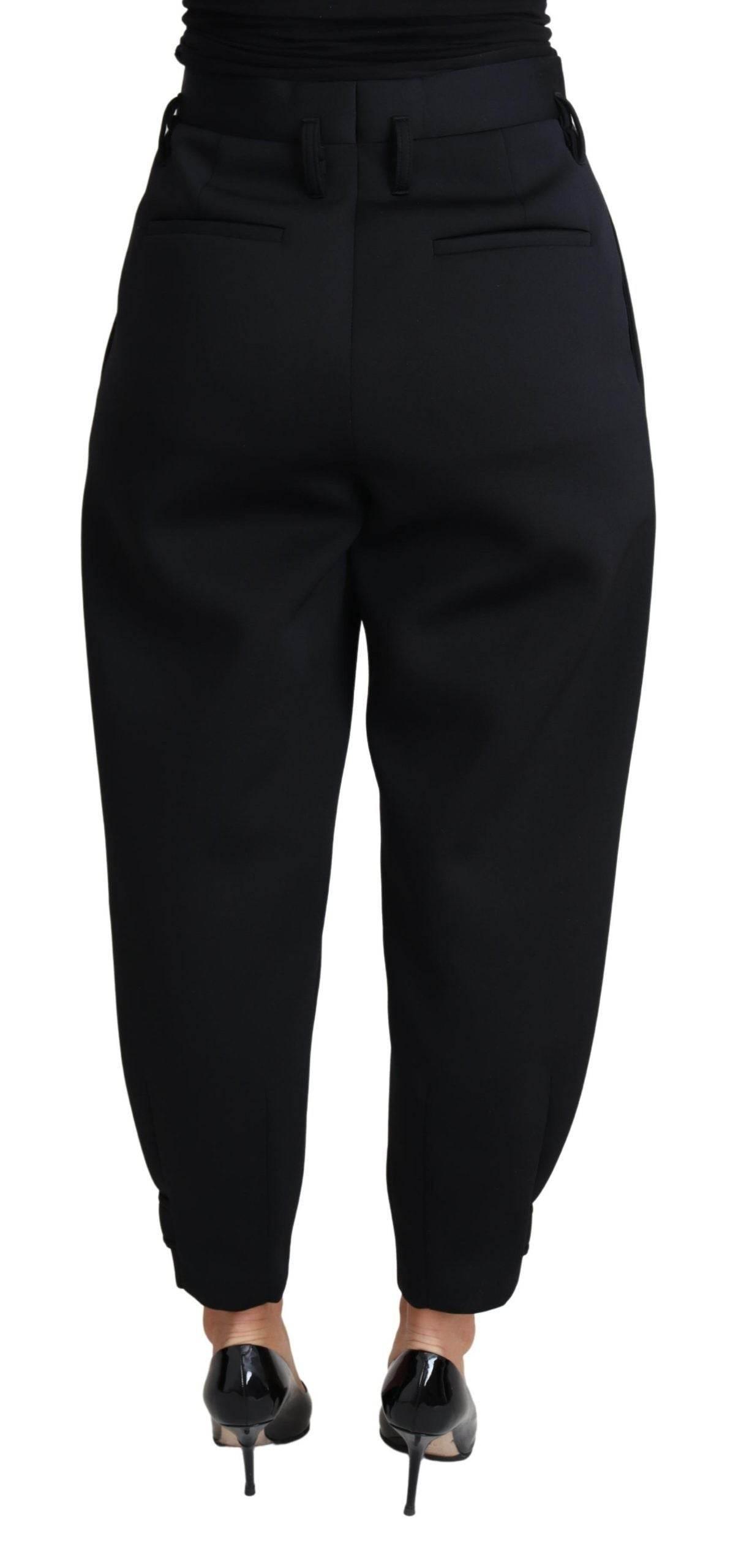 Dolce & Gabbana Black Cropped Dress High Waist Polyester Pants - Hilstor