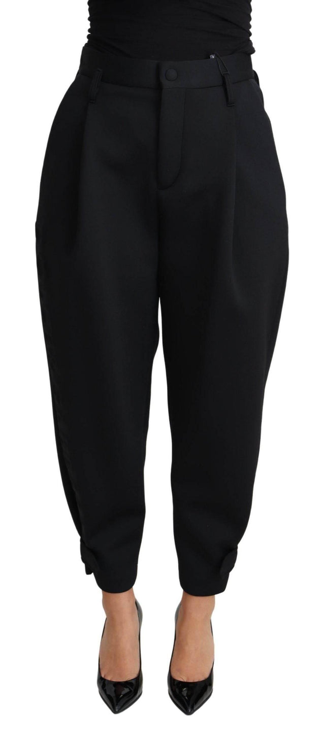 Dolce & Gabbana Black Cropped Dress High Waist Polyester Pants - Hilstor