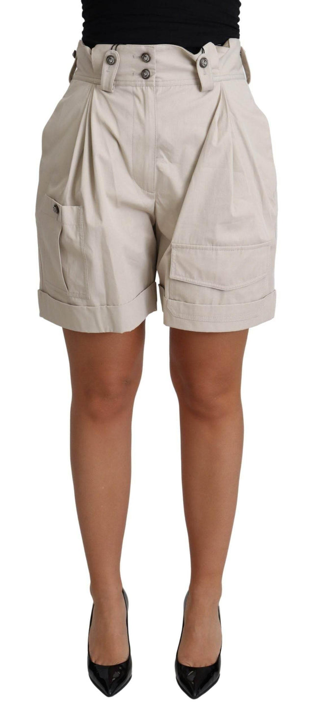Dolce & Gabbana Chic Beige High Waist Pleated Shorts - Hilstor