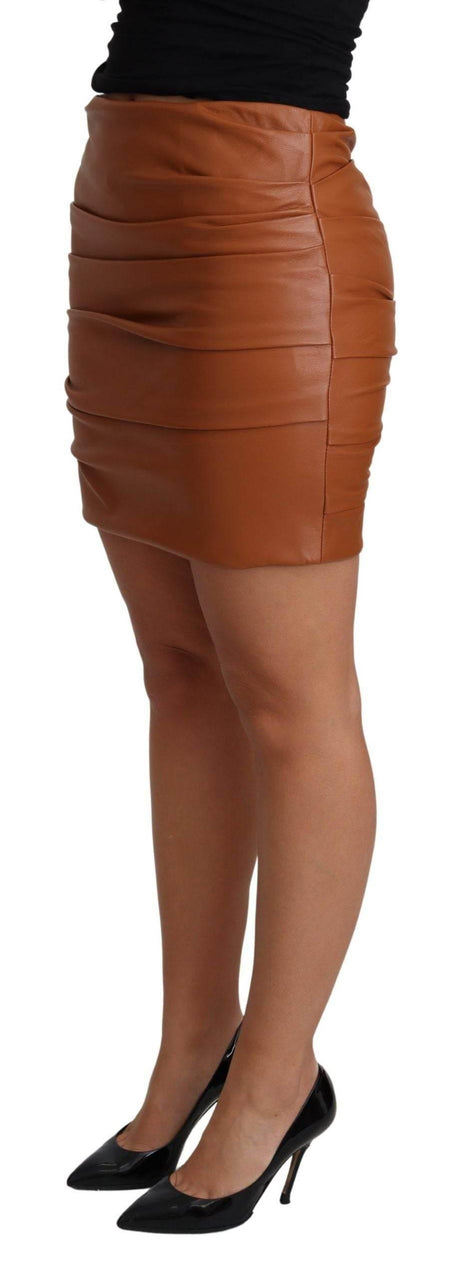 Dolce & Gabbana High Waist Chic Leather Skirt - Hilstor