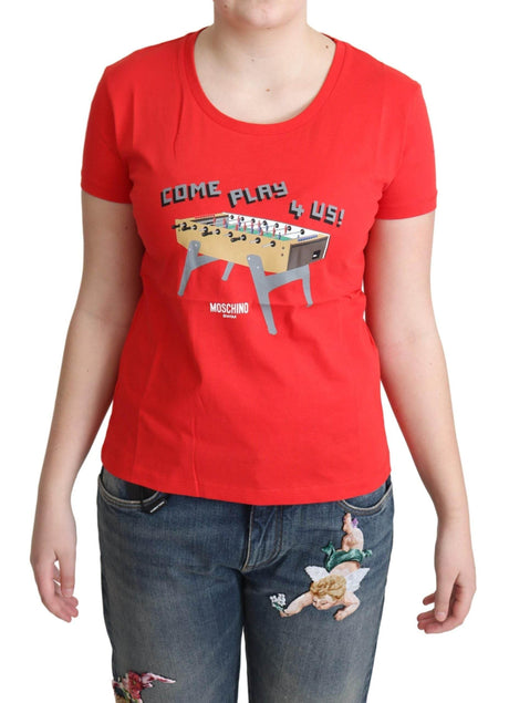 Moschino Chic Red Cotton Tee with Playful Print - Hilstor